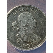1804 Crosslet 4 With Stems Draped Bust Half Cent