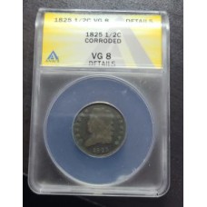 1825 Classic Head Half Cent Anacs Graded