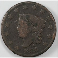 1828 Large Narrow Date Coronet Matron Head