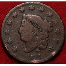 1831 Large Letters Coronet Matron Head