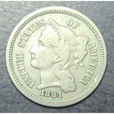 1881 3 Cent Nickel